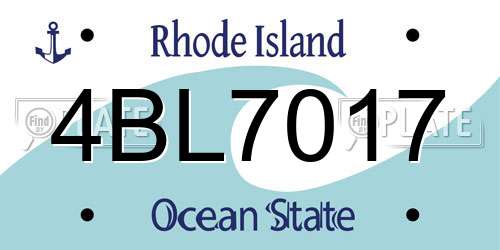 4BL7017 Rhode Island License Plate