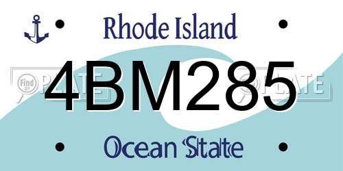 4BM285 Rhode Island License Plate