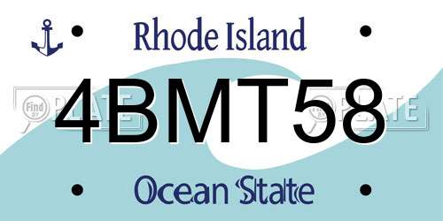 4BMT58 Rhode Island License Plate