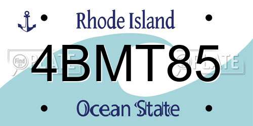 4BMT85 Rhode Island License Plate