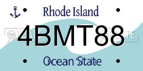 4BMT88 Rhode Island License Plate