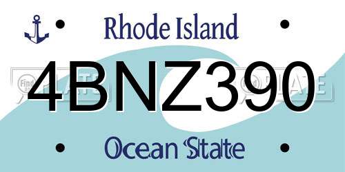 4BNZ390 Rhode Island License Plate