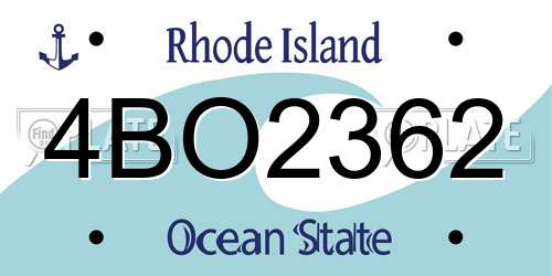 4BO2362 Rhode Island License Plate