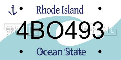 4BO493 Rhode Island License Plate