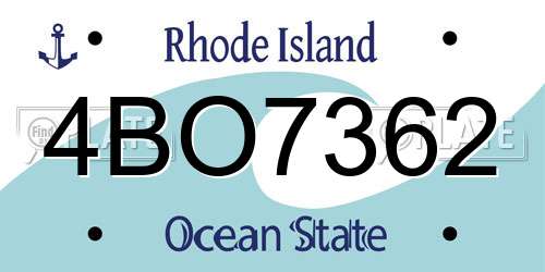 4BO7362 Rhode Island License Plate