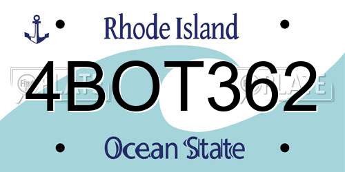 4BOT362 Rhode Island License Plate