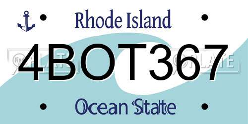4BOT367 Rhode Island License Plate