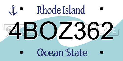 4BOZ362 Rhode Island License Plate
