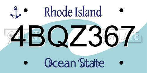 4BQZ367 Rhode Island License Plate