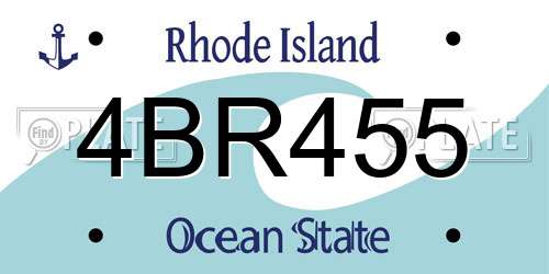 4BR455 Rhode Island License Plate