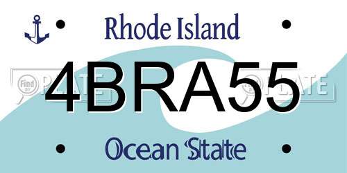 4BRA55 Rhode Island License Plate