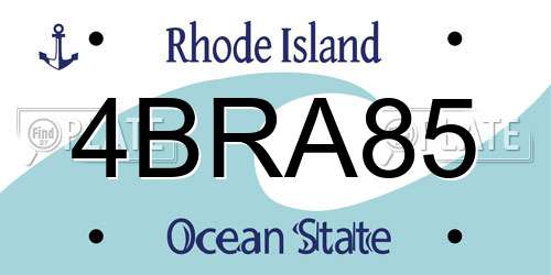 4BRA85 Rhode Island License Plate