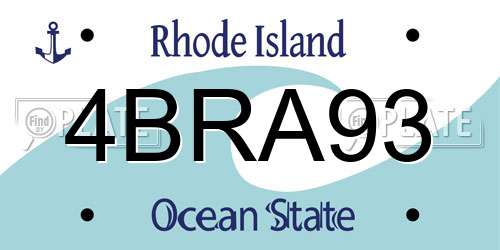 4BRA93 Rhode Island License Plate