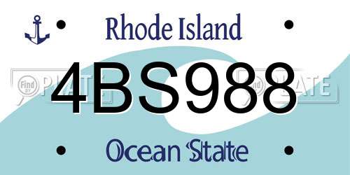 4BS988 Rhode Island License Plate