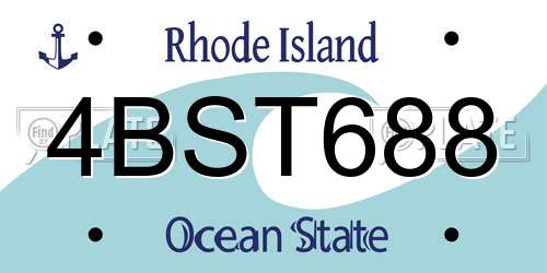 4BST688 Rhode Island License Plate