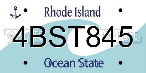 4BST845 Rhode Island License Plate