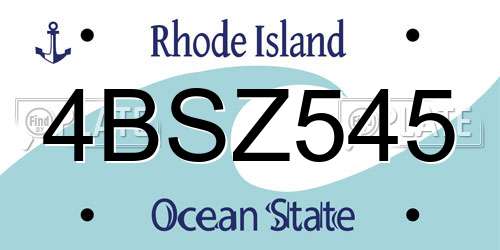 4BSZ545 Rhode Island License Plate