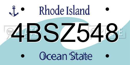 4BSZ548 Rhode Island License Plate