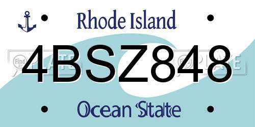 4BSZ848 Rhode Island License Plate