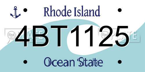 4BT1125 Rhode Island License Plate