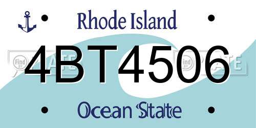 4BT4506 Rhode Island License Plate