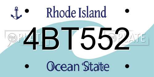 4BT552 Rhode Island License Plate