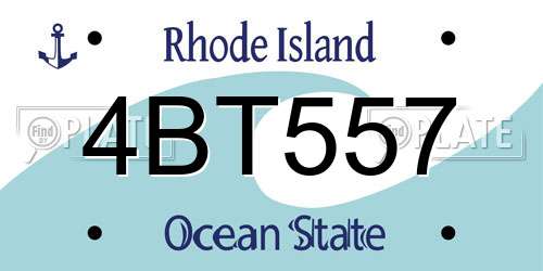 4BT557 Rhode Island License Plate