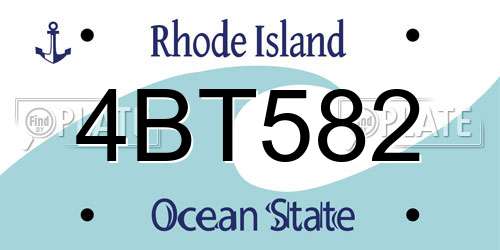 4BT582 Rhode Island License Plate