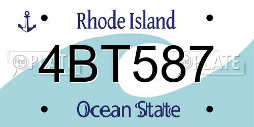 4BT587 Rhode Island License Plate