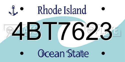 4BT7623 Rhode Island License Plate