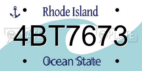 4BT7673 Rhode Island License Plate