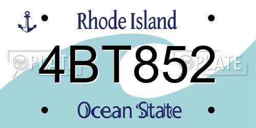 4BT852 Rhode Island License Plate