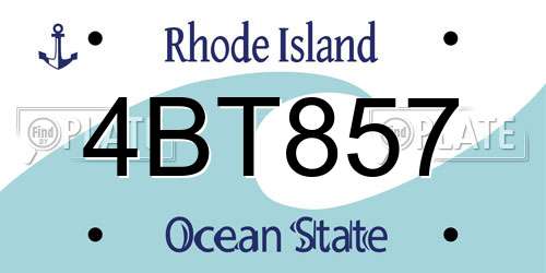 4BT857 Rhode Island License Plate