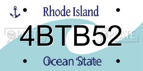 4BTB52 Rhode Island License Plate