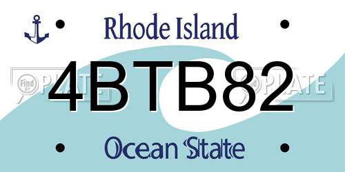 4BTB82 Rhode Island License Plate