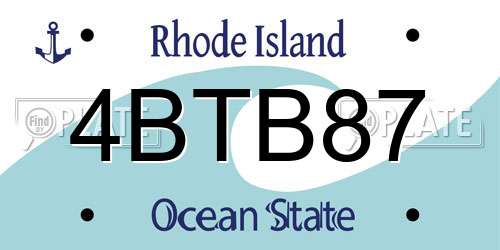 4BTB87 Rhode Island License Plate