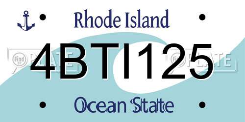4BTI125 Rhode Island License Plate