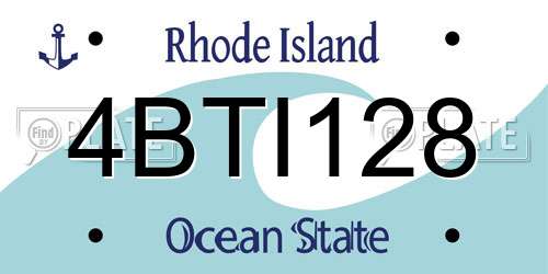 4BTI128 Rhode Island License Plate