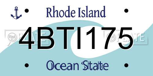 4BTI175 Rhode Island License Plate