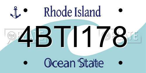 4BTI178 Rhode Island License Plate