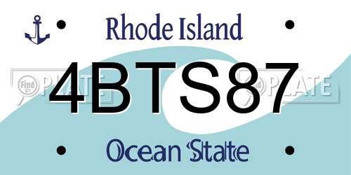 4BTS87 Rhode Island License Plate