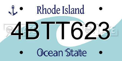 4BTT623 Rhode Island License Plate