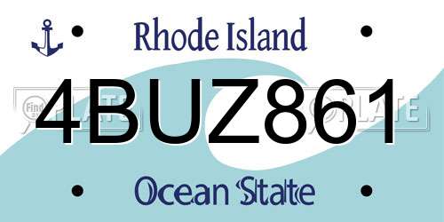 4BUZ861 Rhode Island License Plate
