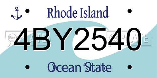 4BY2540 Rhode Island License Plate