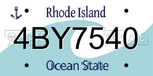 4BY7540 Rhode Island License Plate