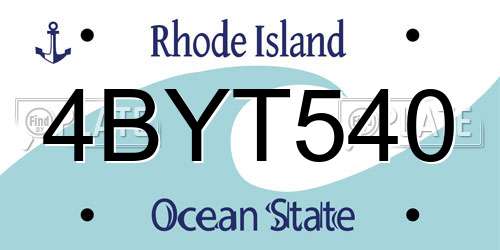 4BYT540 Rhode Island License Plate