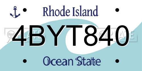 4BYT840 Rhode Island License Plate