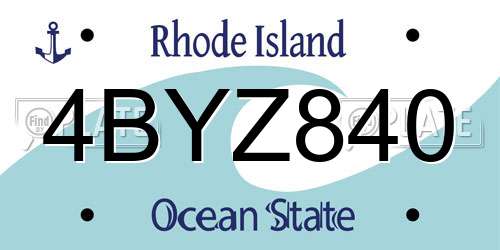 4BYZ840 Rhode Island License Plate