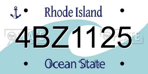 4BZ1125 Rhode Island License Plate