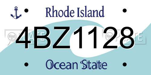 4BZ1128 Rhode Island License Plate